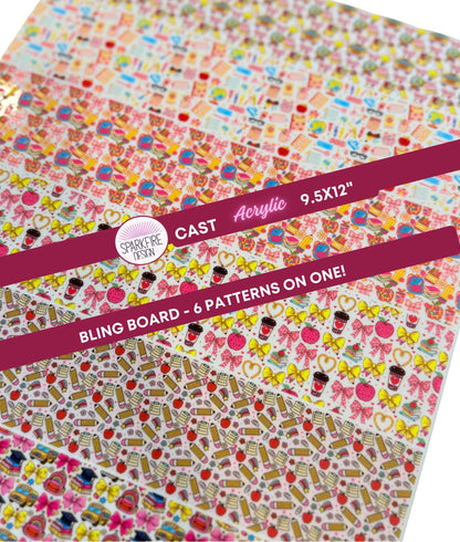 Floral Patterned Cast Acrylic Sheets - Printed White Core UV Acrylic for Laser Cutting - 9.5x12 Inches