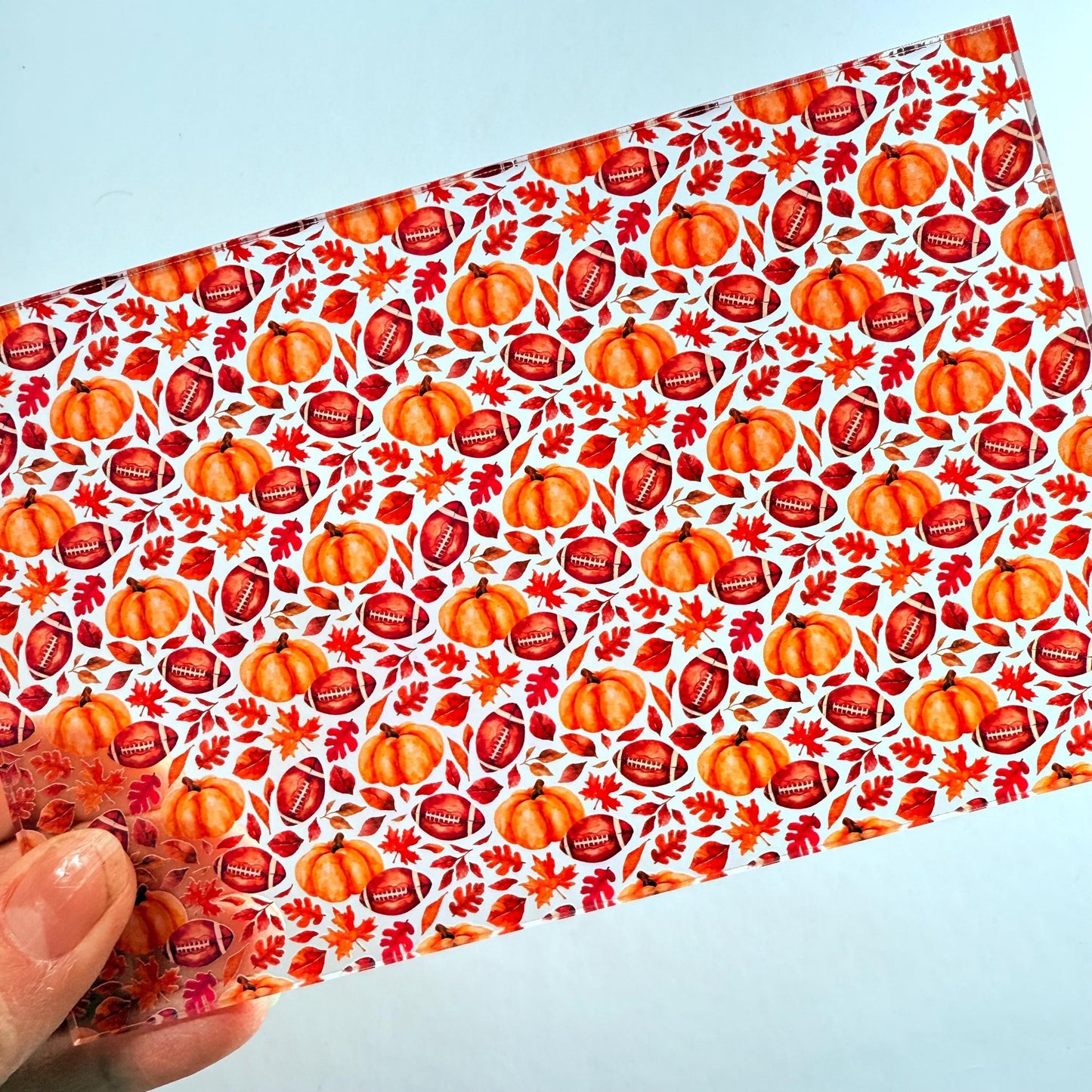 Fall Football and Pumpkins Patterned Cast Acrylic, Flex and Wood for Lasers