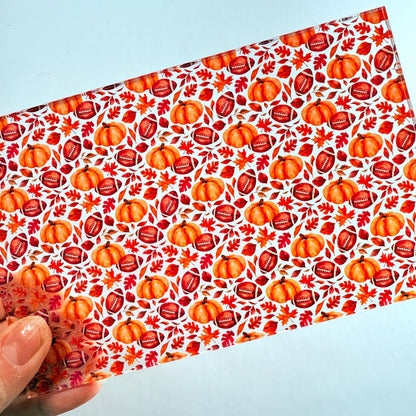 Fall Football and Pumpkins Patterned Cast Acrylic, Flex and Wood for Lasers