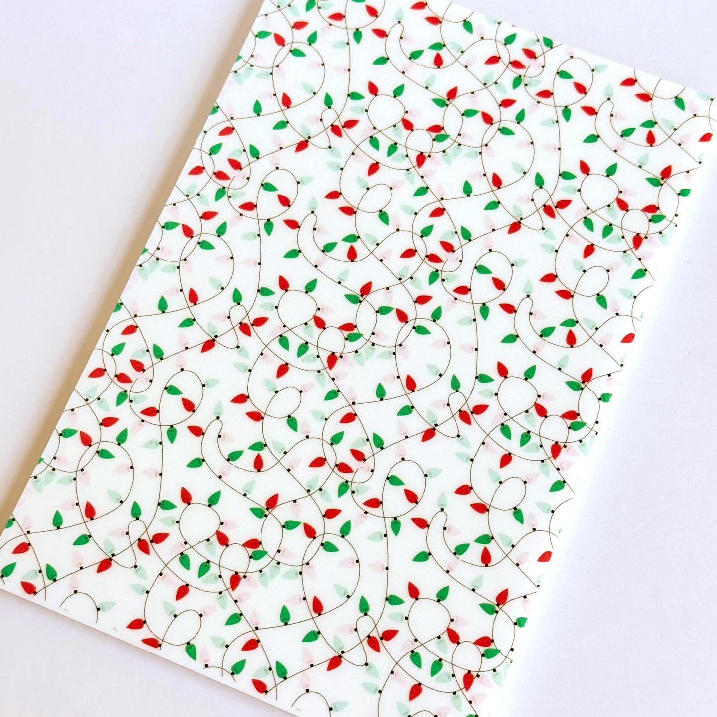 Christmas String Lights Patterned Acrylic Sheet - Cast Acrylic Sheet for Laser Cutting & Christmas Patterns Green and Red