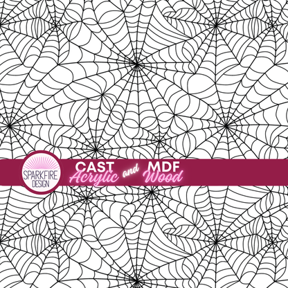 Halloween Spider Web Patterned Cast Acrylic, Flex and Wood for Lasers