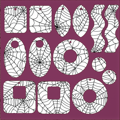 Halloween Spider Web Patterned Cast Acrylic, Flex and Wood for Lasers