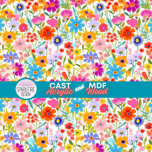 Floral Flower patterned acrylic for laser cutting. Cast acrylic sheet for lasers.