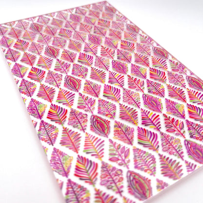 Pink Feathers Patterned Cast Acrylic, Flex and Wood for Lasers