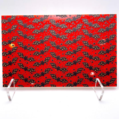 Laser Patterned Acrylic Orange Bats Design 1/8" Core UV Printed Sheet for Jewelry & Cup Toppers Patterned Cast Acrylic, Flex and Wood for Lasers