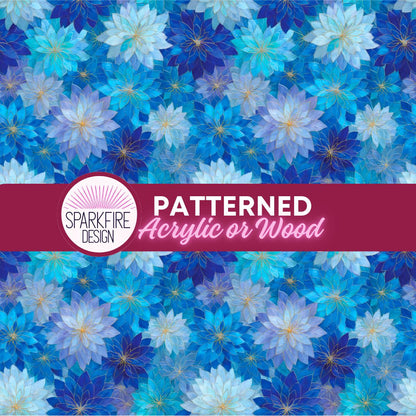 Blue Floral Stained Glass Patterned Cast Acrylic MDF or Flex Material