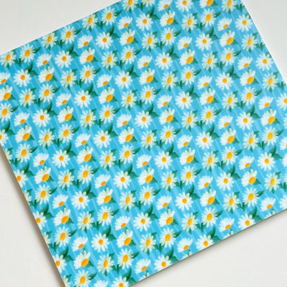 Blue Daisy Acrylic Sheet | Two Sided UV Printed Floral Acrylic for Jewelry and Laser Cutting