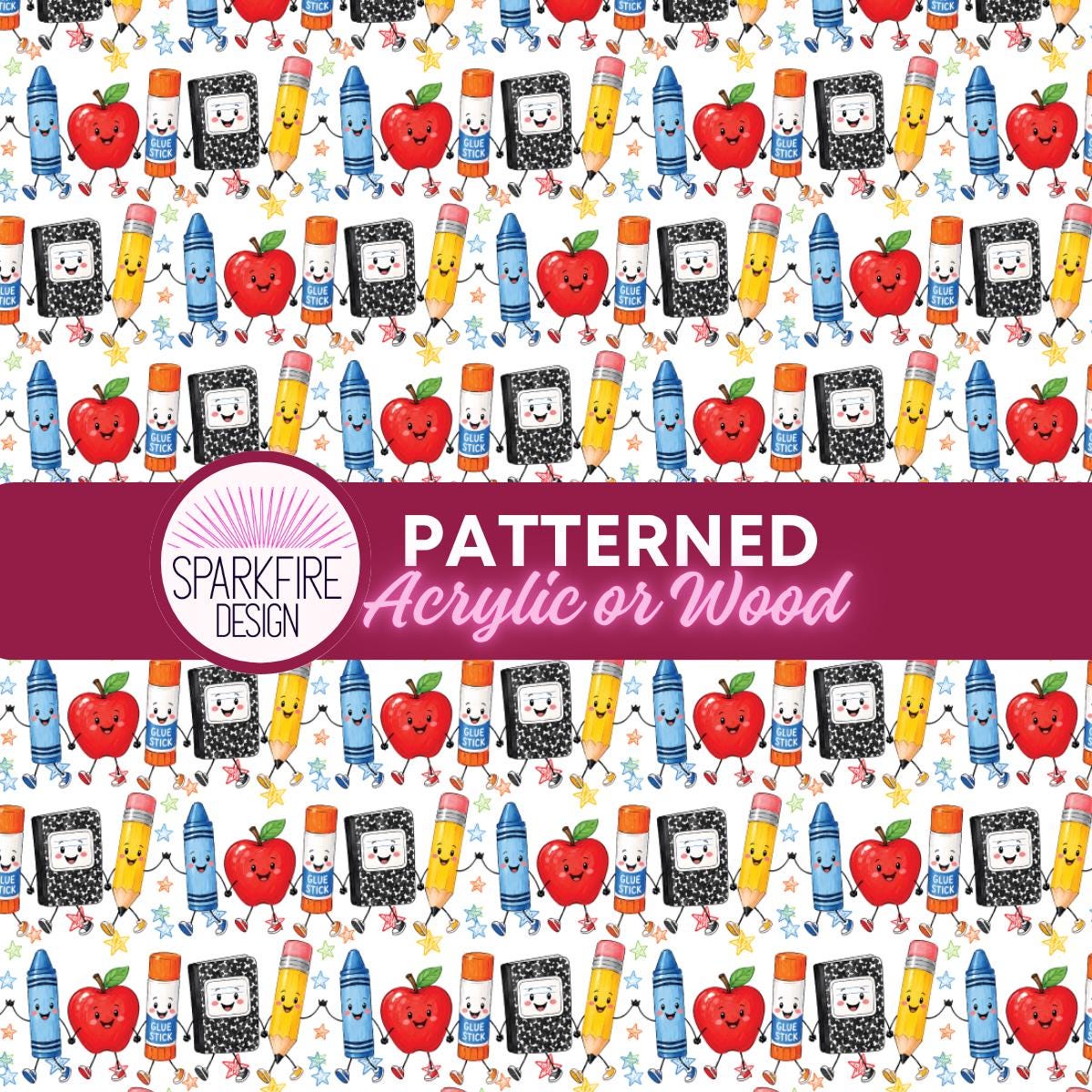 School Teacher Patterned Acrylic Sheet, Back To School Laser Acrylic, Teacher Gift, Flex, wood