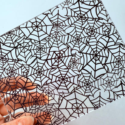 Halloween Acrylic, Spider Web Clear Acrylic, Web UV Printed Acrylic for Lasers for Jewelry,