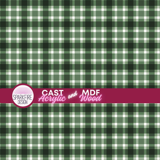 Green Gingham Plaid Acrylic Sheets –Christmas Patterned Acrylic for Jewelry Blanks & MDF Wood