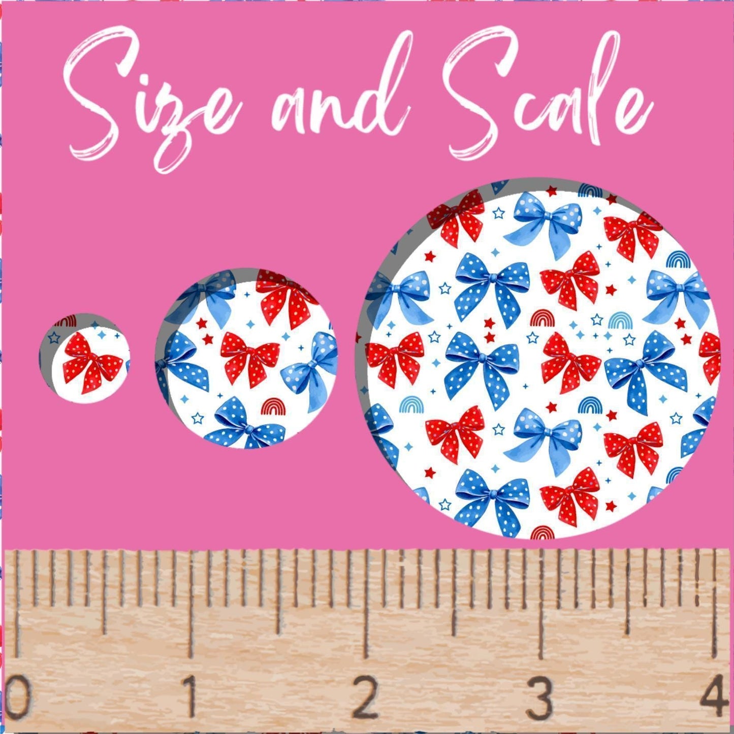 Blue and Red Coquette Patriotic Bows Patterned Cast Acrylic, Flex and Wood for Lasers