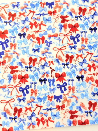 Blue and Red Bows Patterned Cast Acrylic, Flex and Wood for Lasers