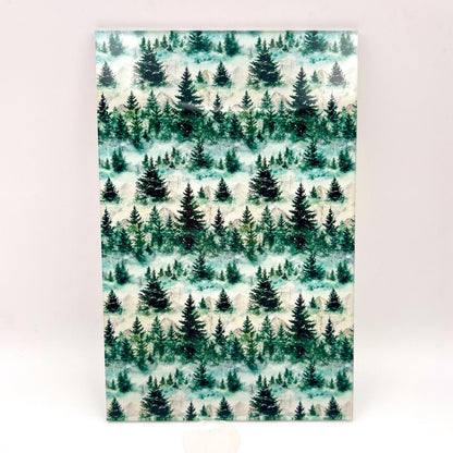 Patterned Acrylic Sheet, Mountain Snowy Trees For Laser Cutting