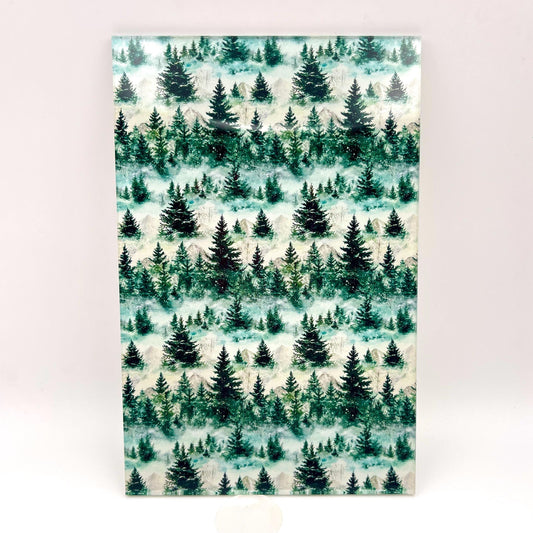 Patterned Acrylic Sheet, Mountain Snowy Trees For Laser Cutting