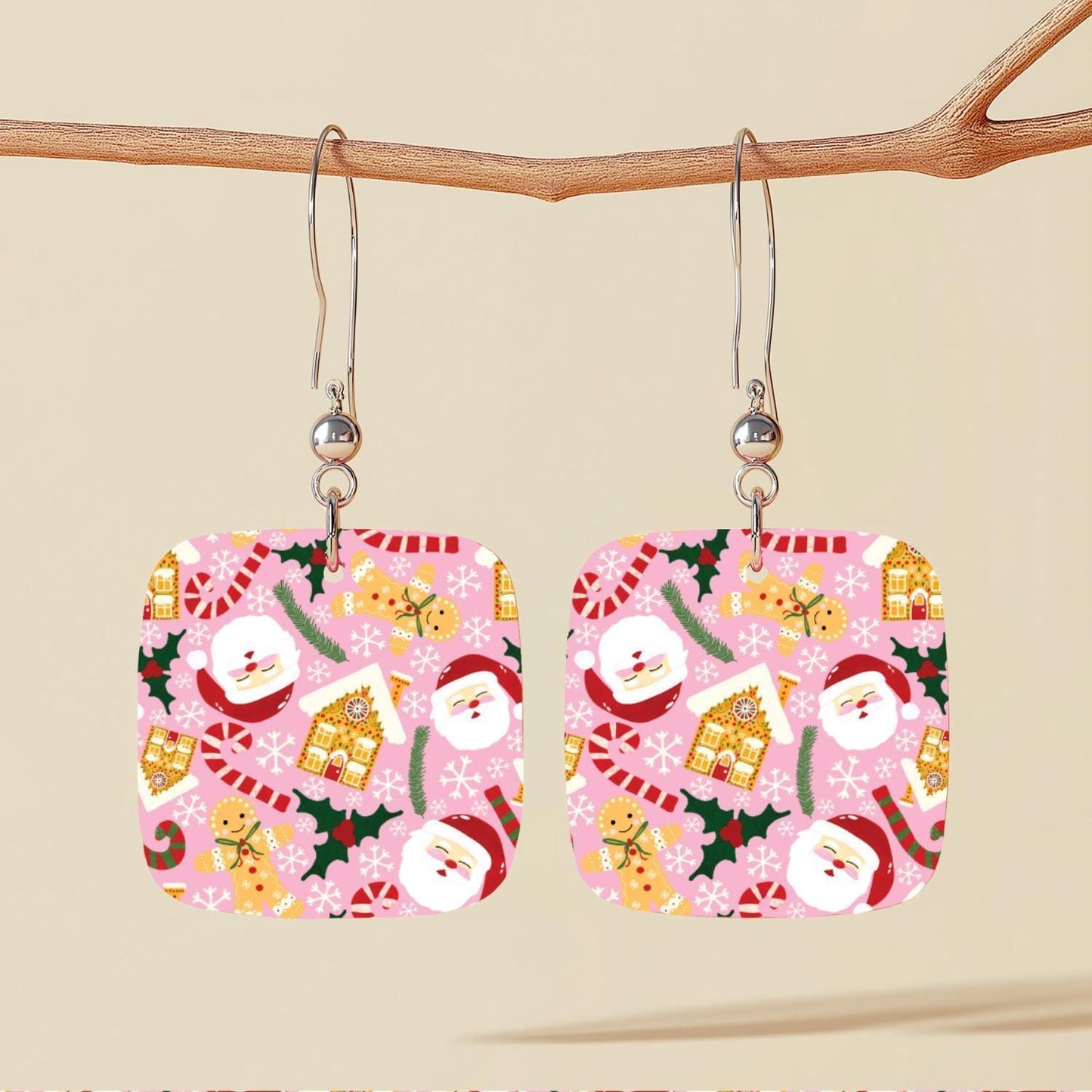 Santa Christmas Patterned Acrylic | Pink Santa Gingerbread Sheet for Laser Cutting