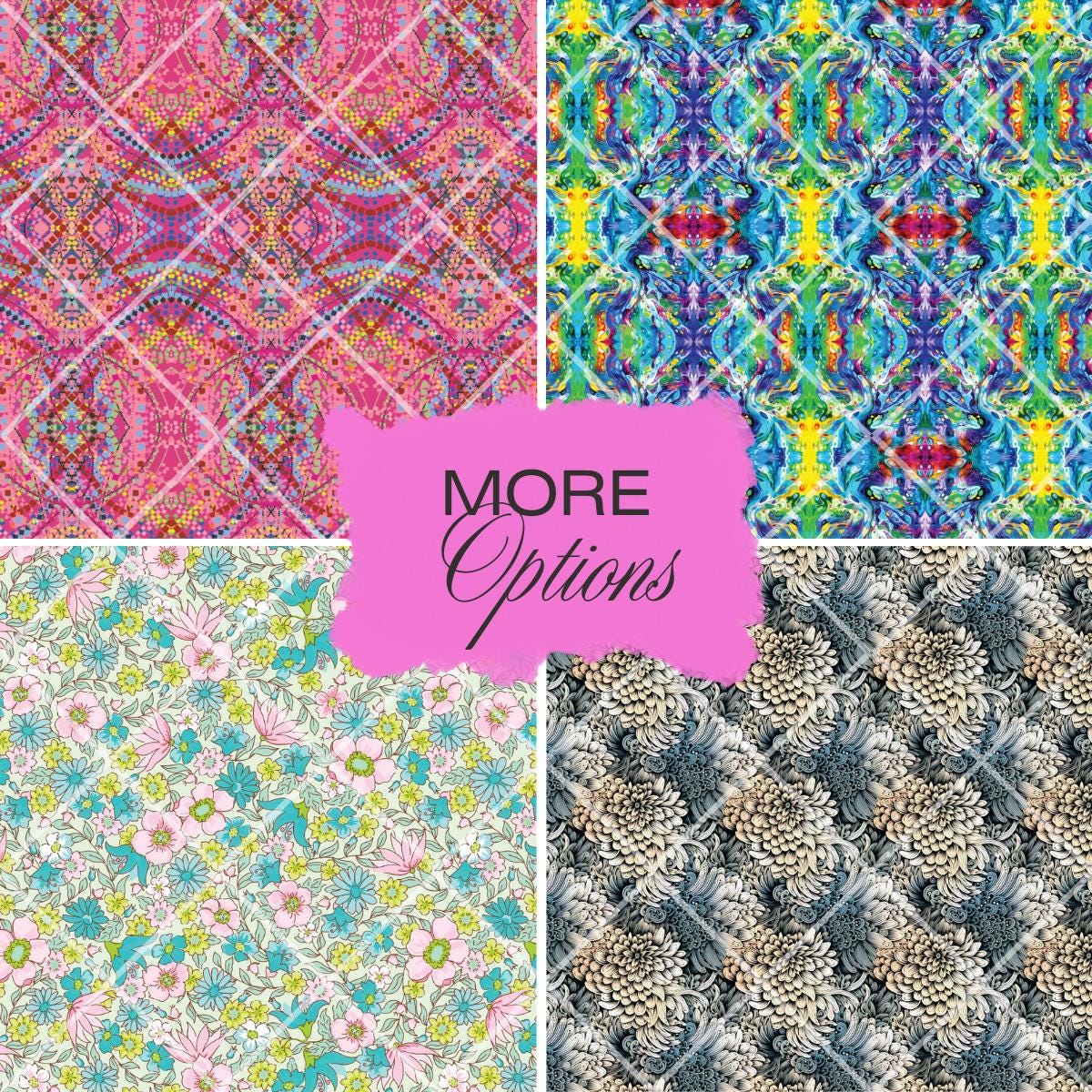 four different patterns with the words more options