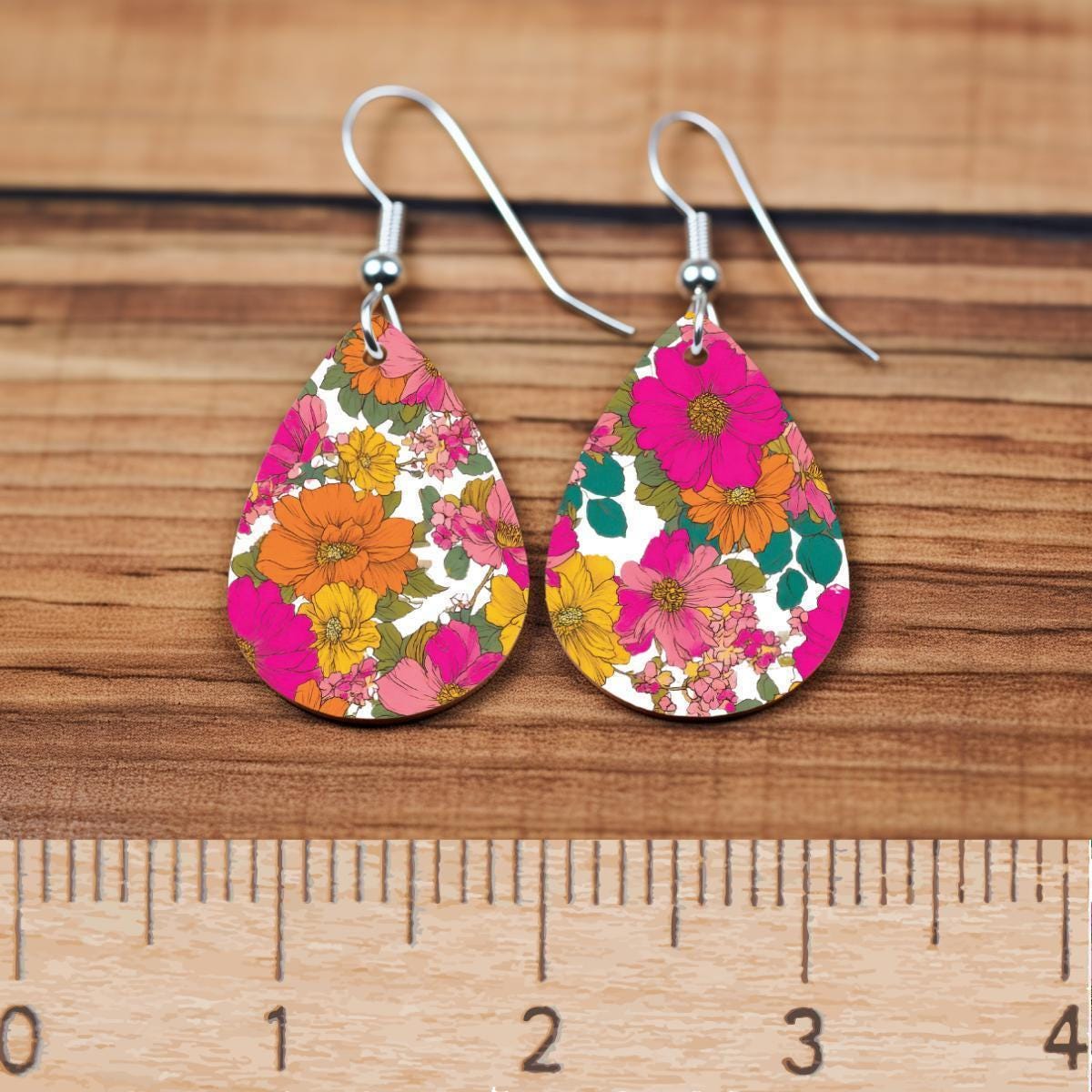 Pink and Orange Flowers Patterned Cast Acrylic, Flex and Wood for Lasers