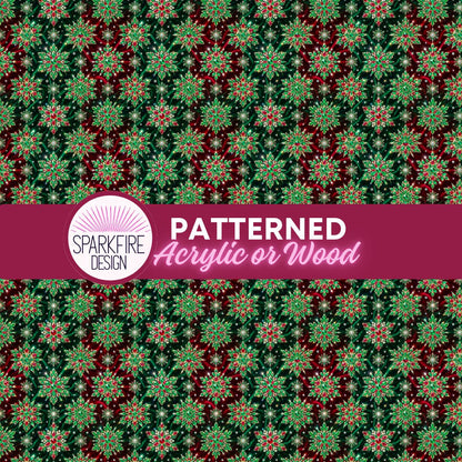 Patterned Laser Acrylic, Snowflake Christmas Cast Sheet, Red Green