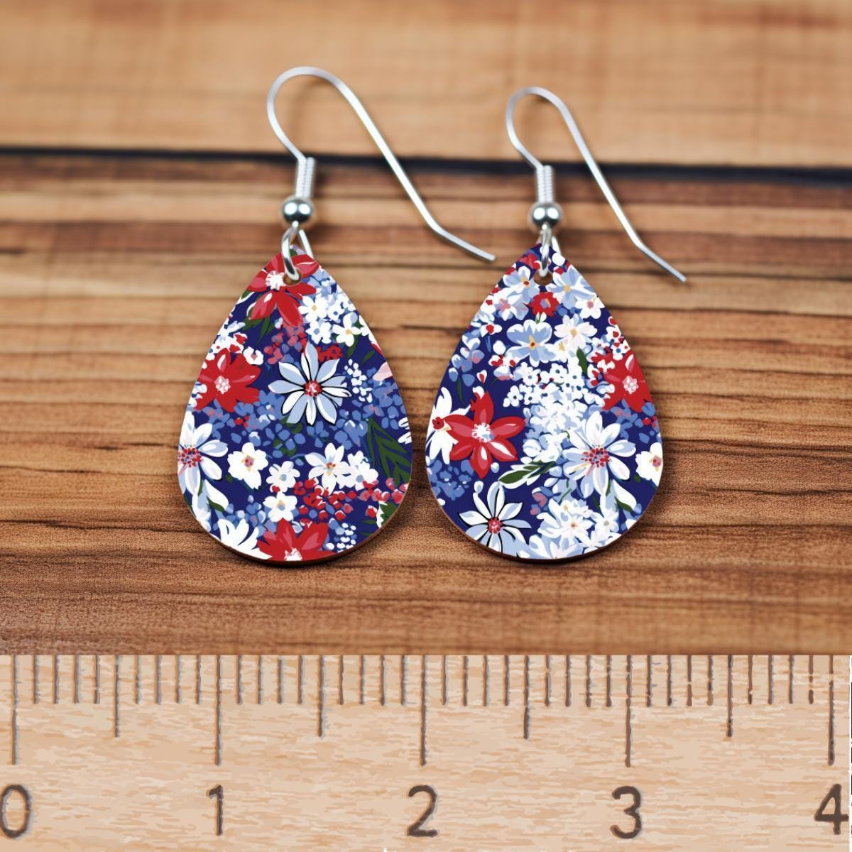 Patriotic Floral 4th of July Patterned Cast Acrylic, Flex and Wood for Lasers