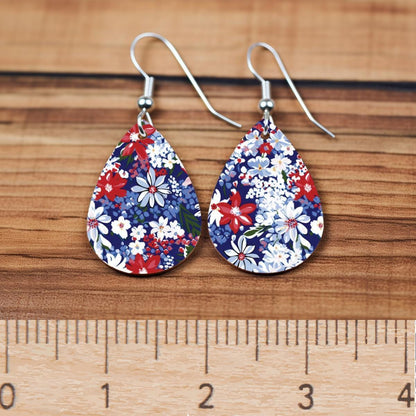 Patriotic Floral 4th of July Patterned Cast Acrylic, Flex and Wood for Lasers
