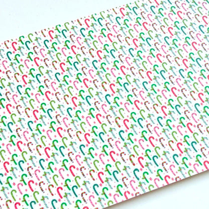 Pink and Green Patterned Cast Acrylic Candy Cane -Holiday