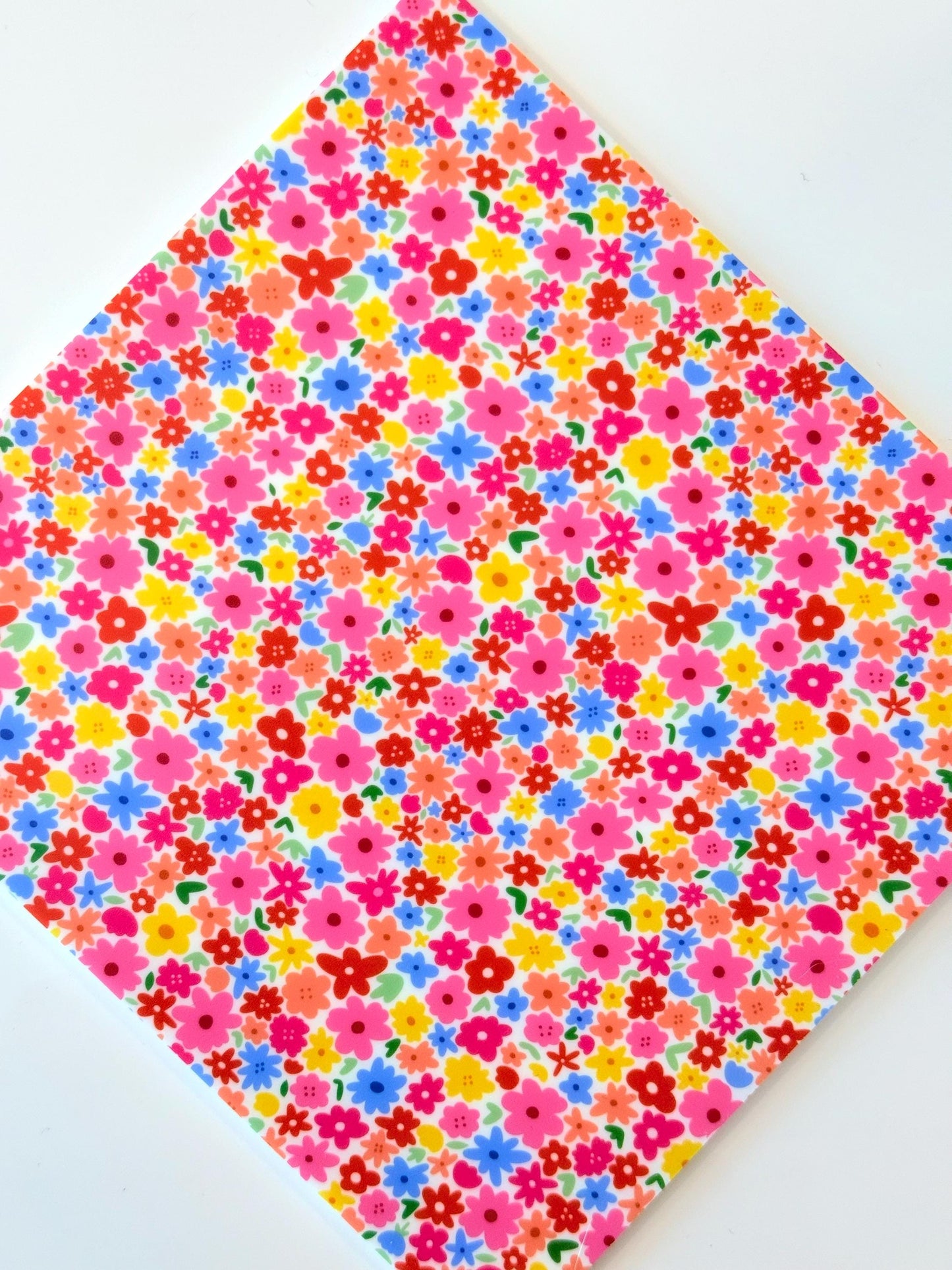 Pink Floral Design | White Cast Acrylic 5"x4" for Laser Cutting Patterned Cast Acrylic, Flex and Wood for Lasers