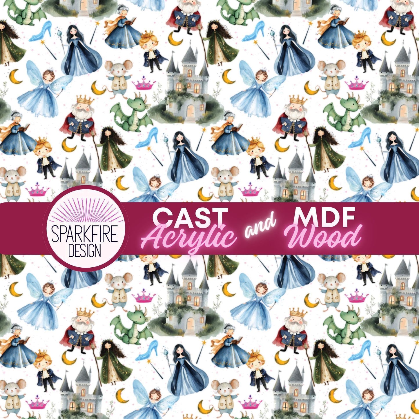 Patterned Acrylic Sheet – Beauty and the Beast Fairytale Design for Laser Cut Jewelry Patterned Cast Acrylic, Flex and Wood for Lasers