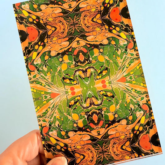 Orange and Green Swirl Clear Core Acrylic for Laser Cutting Patterned Cast Acrylic, Flex and Wood for Lasers