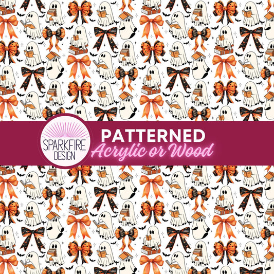 Fall Autumn Coquette Ghosts Bows | Patterned Laser MDF, Acrylic or Flex Sheets
