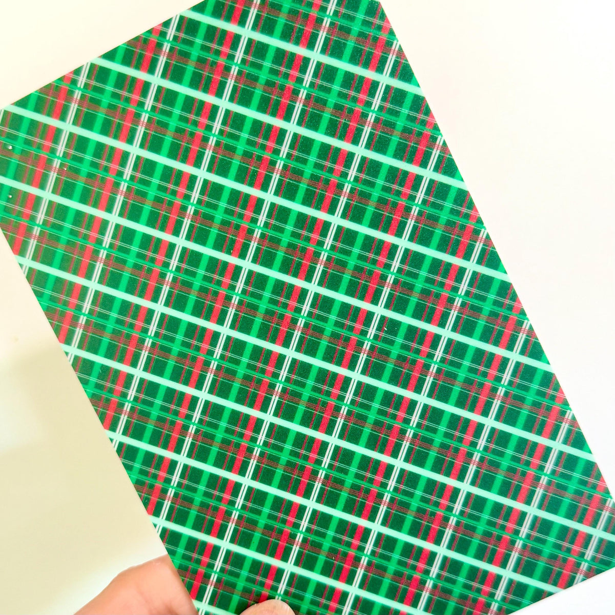 Red Green Plaid UV Printed Acrylic, Red Green Acrylic for Lasers, printed acrylic,printed wood,patterned wood,pattern acrylic