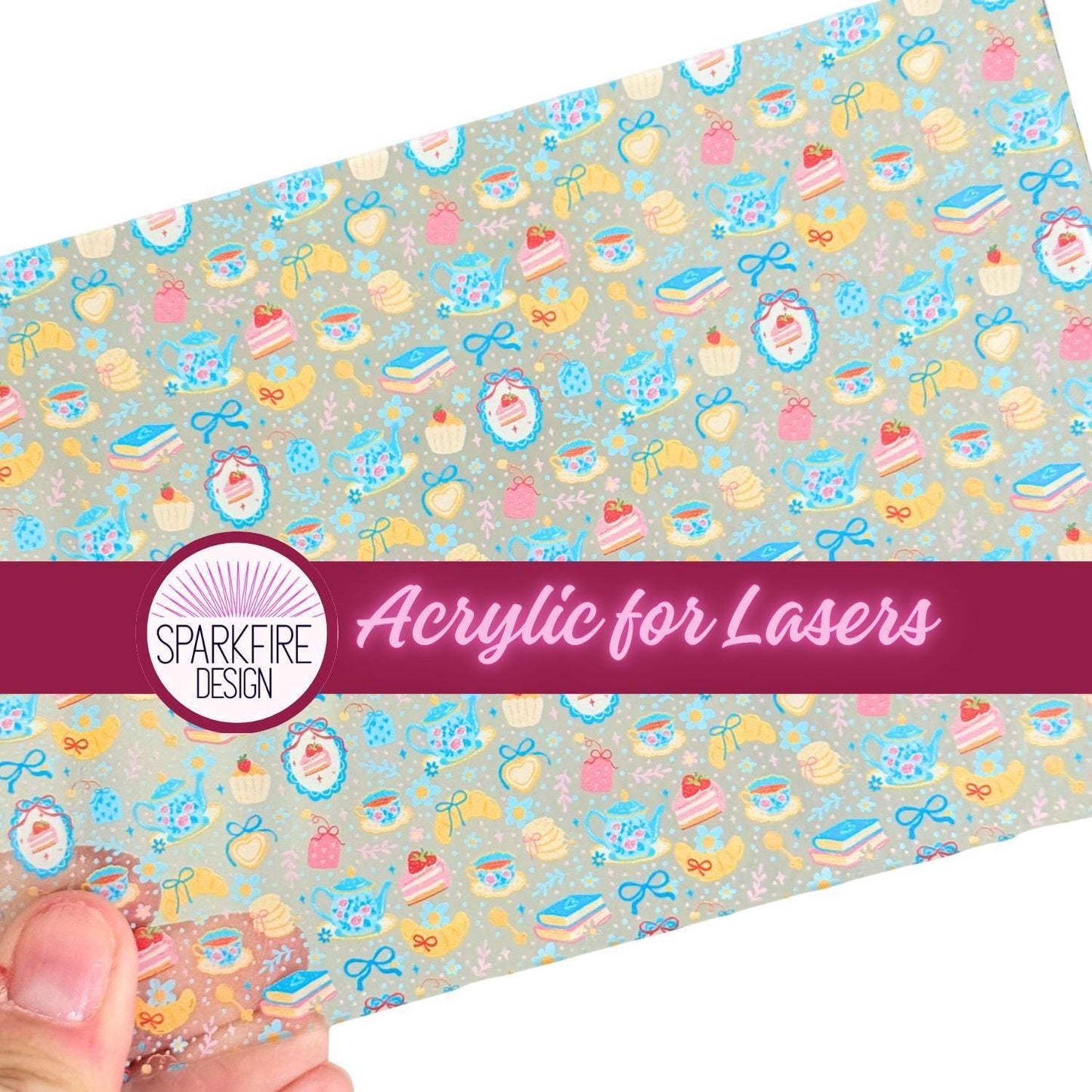 Bakery Baking Patterned Acrylic Sheet – UV Printed Clear Core Acrylic for Laser Cutting Patterned Cast Acrylic, Flex and Wood for Lasers