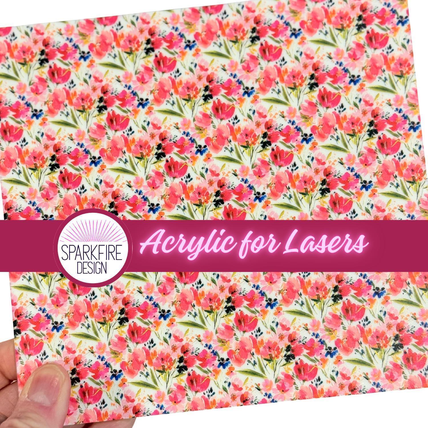 Floral Flower patterned acrylic for laser cutting. Cast acrylic sheet for lasers.