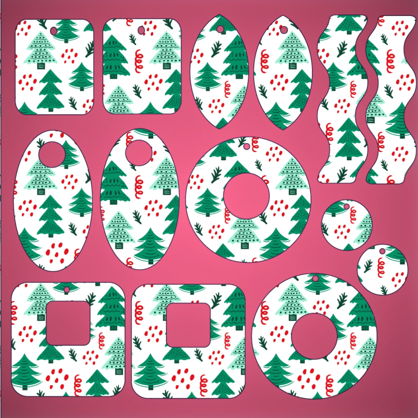 a set of christmas themed items on a pink background