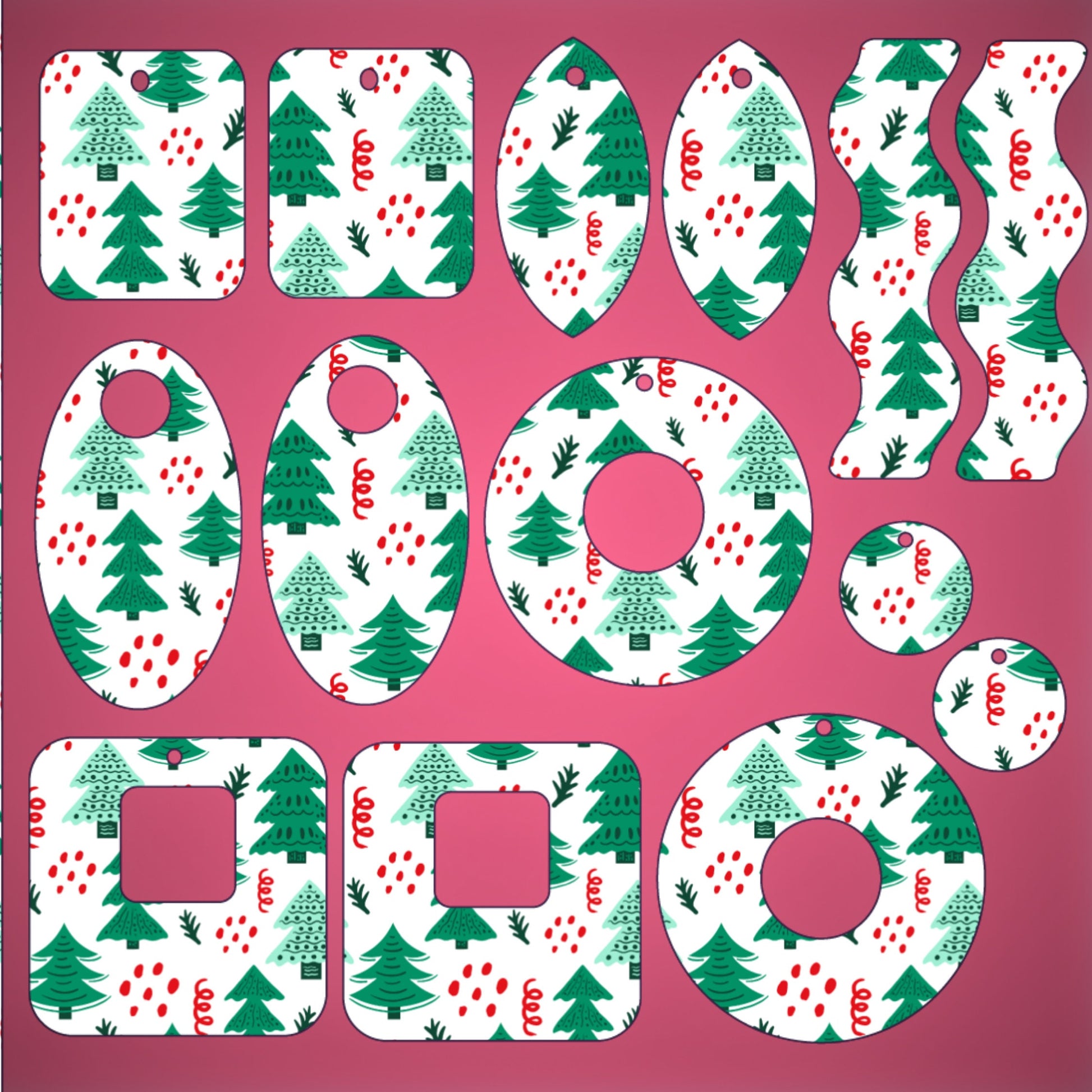 a set of christmas themed items on a pink background