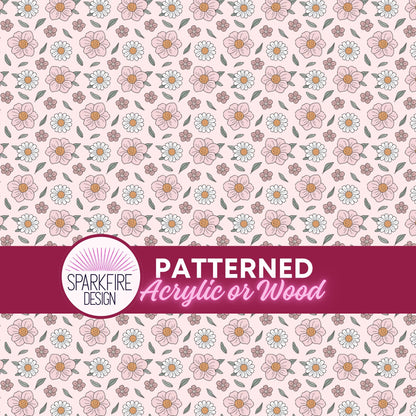 Pink Floral Pattern Laser Acrylic Sheet and  Diode Laser Wood Patterned Cast Acrylic, Flex and Wood for Lasers