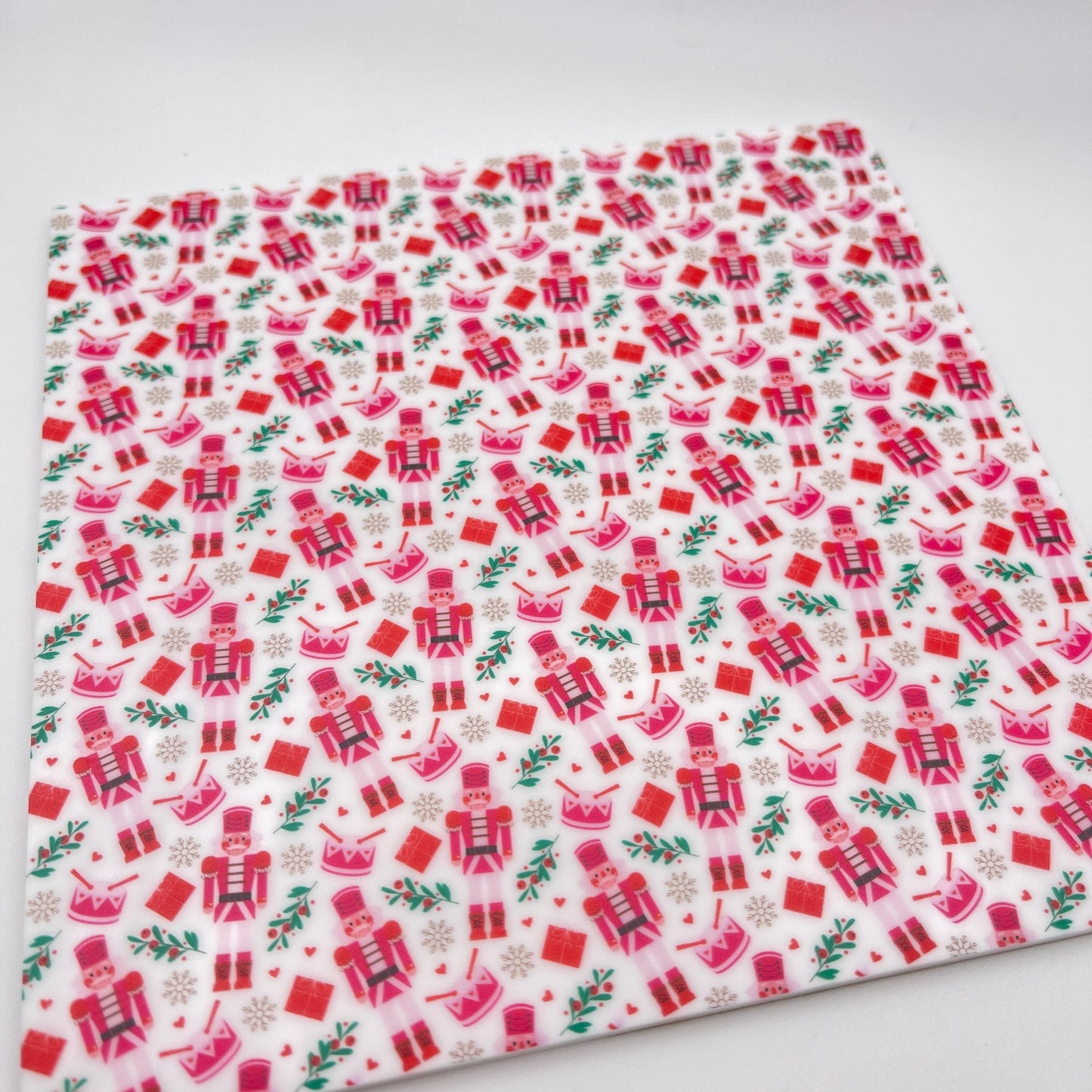 Nutcracker Pink Christmas Patterned Acrylic Sheet - Nutcracker Christmas Design for Laser Cutting