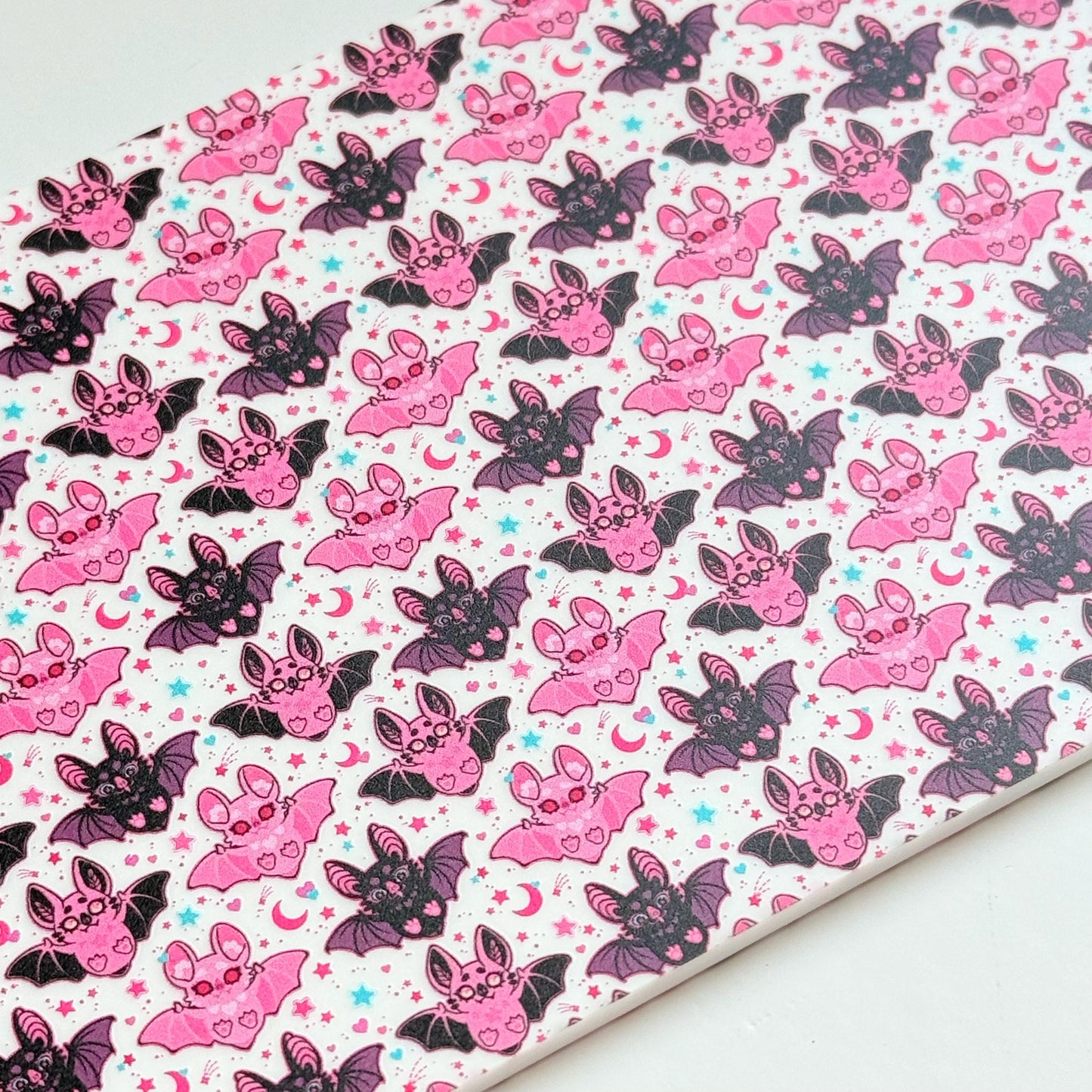 Halloween Pink and Black Bats Patterned Cast Acrylic, Flex and Wood for Lasers
