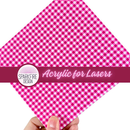 Pink Plaid Patterned Cast Acrylic, Flex and Wood for Lasers