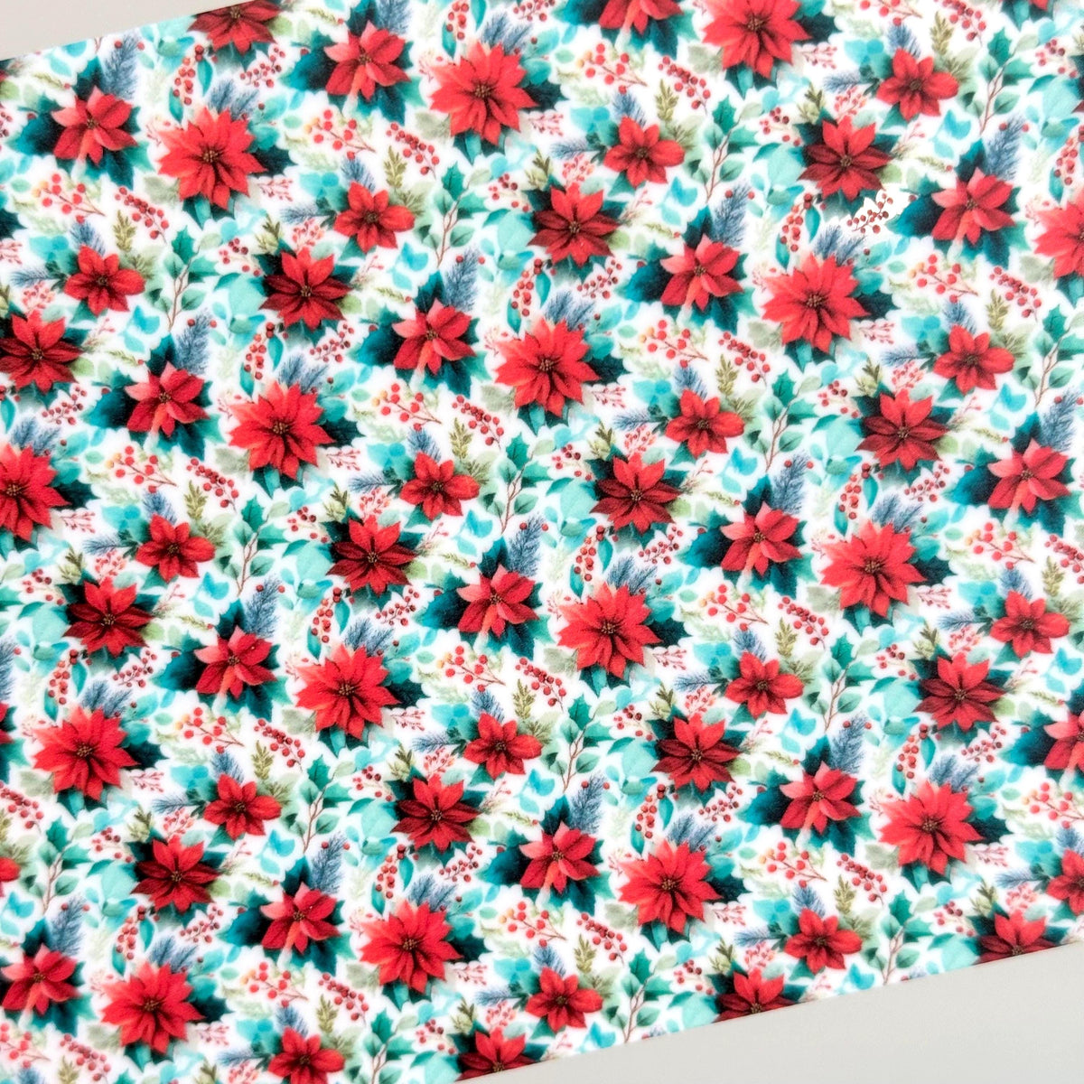 Poinsettia Patterned Cast Acrylic Sheet, Laser Cuttable Christmas Acrylic (6x4 inch)