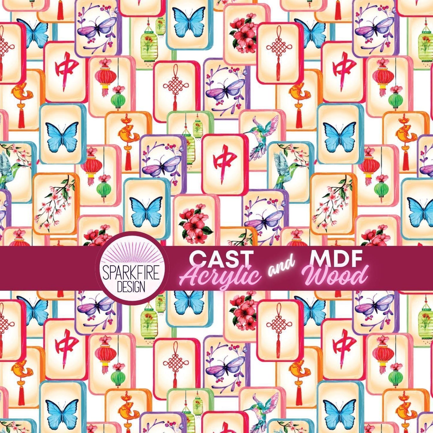 Mahjong Acrylic Sheet - Patterned Acrylic For Laser Cut Jewelry & Earrings Patterned Cast Acrylic, Flex and Wood for Lasers