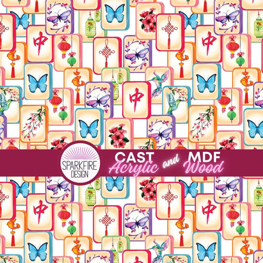 Mahjong Acrylic Sheet - Patterned Acrylic For Laser Cut Jewelry & Earrings Patterned Cast Acrylic, Flex and Wood for Lasers