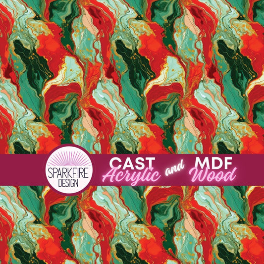 Christmas Patterned Acrylic | Red Green Cast Sheets for Laser Cutting & Engraving