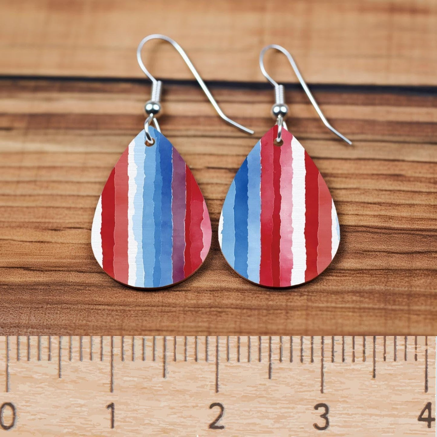 Patriotic watercolor stripes Patterned Cast Acrylic, Flex and Wood for Lasers