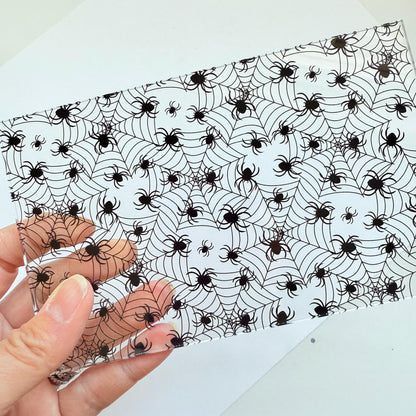 Spider Web Halloween Acrylic, Scattered Web Halloween Clear Acrylic, UV Printed Acrylic for Lasers for Jewelry, Acrylic for Lasers Glowforge