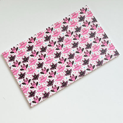Halloween Pink and Black Bats Patterned Cast Acrylic, Flex and Wood for Lasers