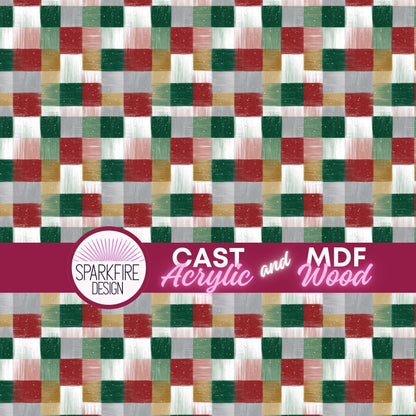 Christmas Plaid Acrylic - Red and Green Patterned Cast Laser Acrylic Sheet for Cutting & Engraving