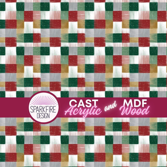 Christmas Plaid Acrylic - Red and Green Patterned Cast Laser Acrylic Sheet for Cutting & Engraving