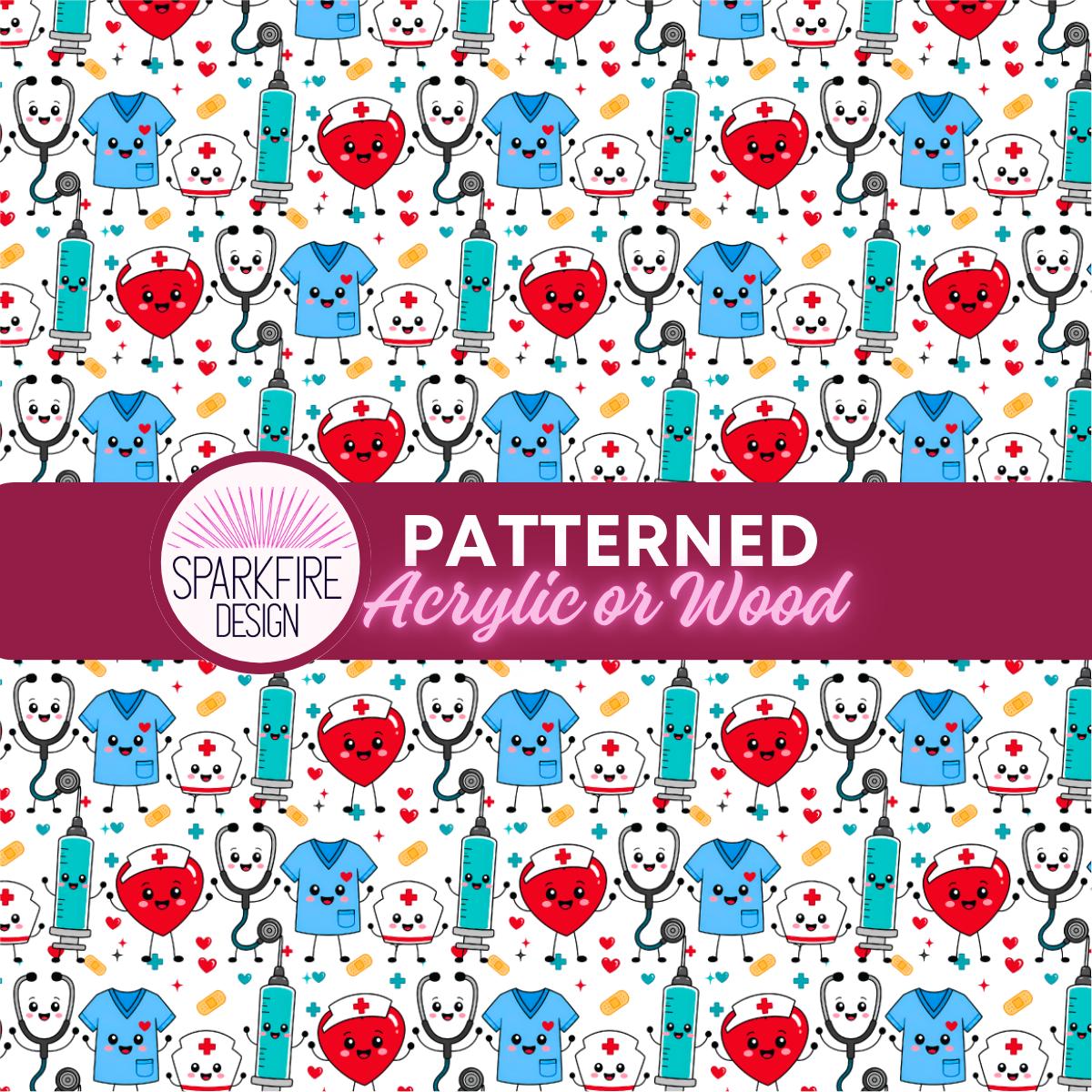 Dentist Dental Patterned Acrylic Sheet - Cast Acrylic Sheet for Laser Cut Jewelry Blanks & UV Printed Designs