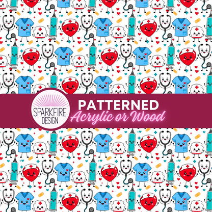 Dentist Dental Patterned Acrylic Sheet - Cast Acrylic Sheet for Laser Cut Jewelry Blanks & UV Printed Designs