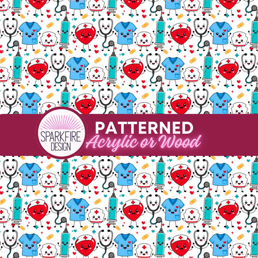 Dentist Dental Patterned Acrylic Sheet - Cast Acrylic Sheet for Laser Cut Jewelry Blanks & UV Printed Designs